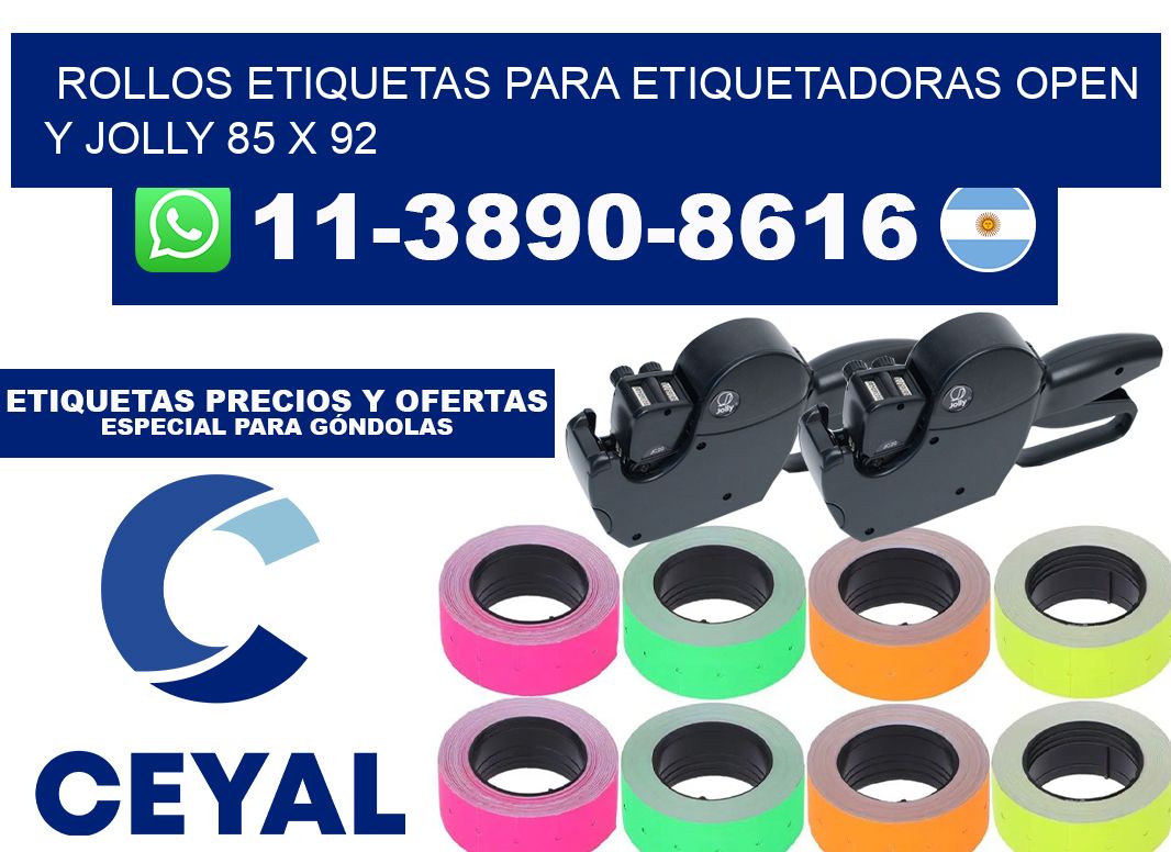 Rollos etiquetas para etiquetadoras open y jolly 85 x 92