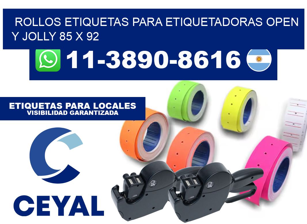 Rollos etiquetas para etiquetadoras open y jolly 85 x 92