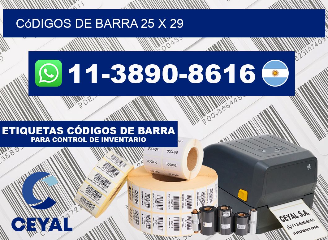 códigos de barra 25 x 29