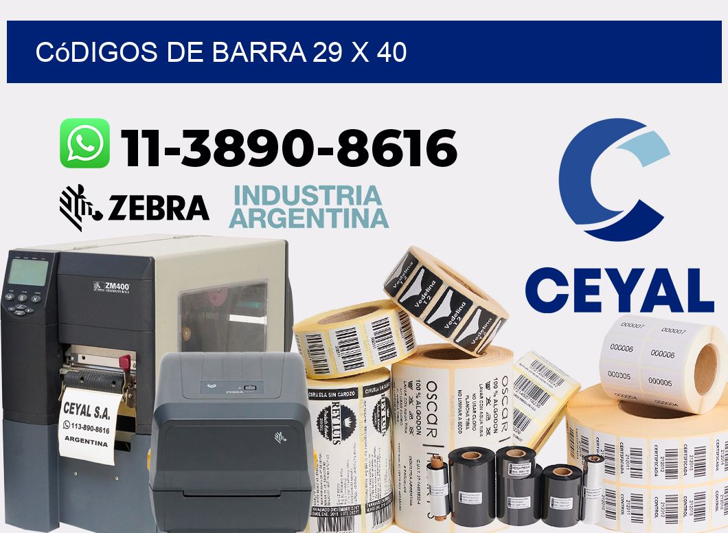 códigos de barra 29 x 40