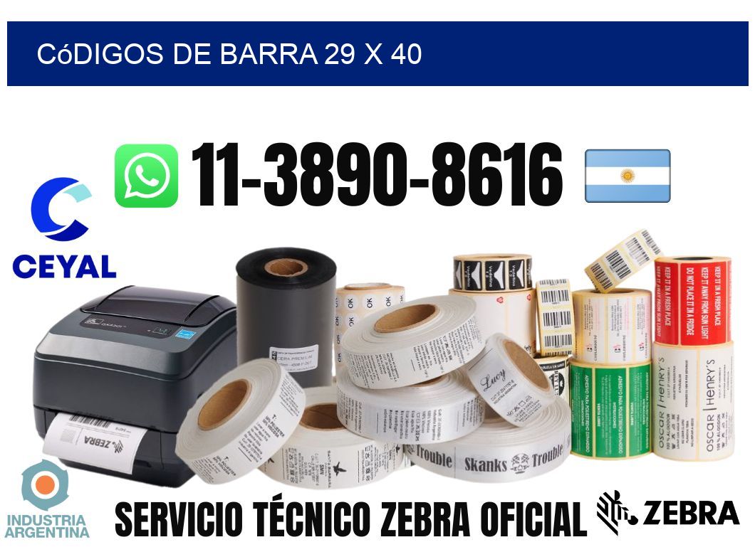 códigos de barra 29 x 40