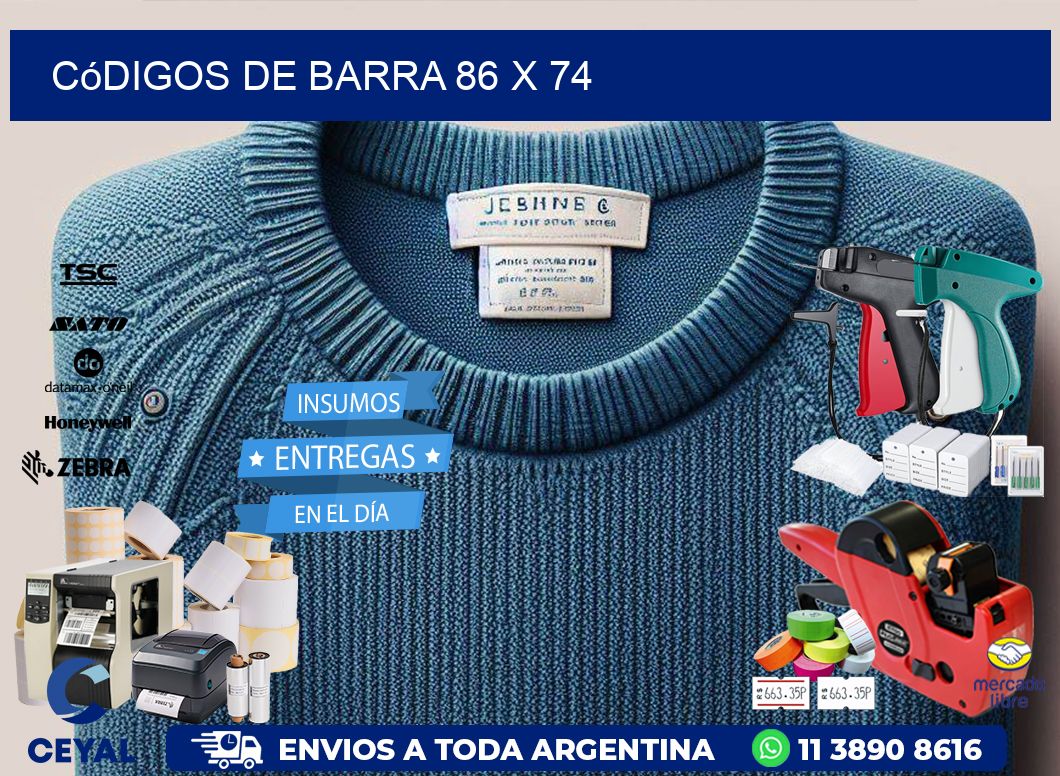 códigos de barra 86 x 74
