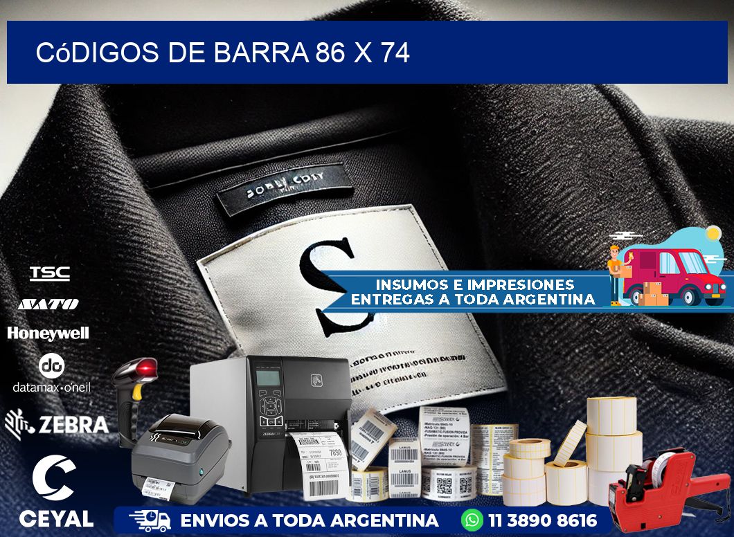 códigos de barra 86 x 74