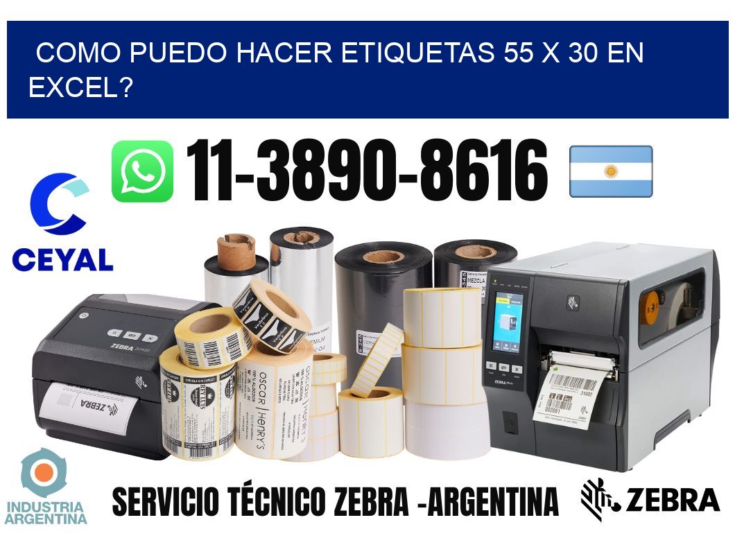 como puedo hacer etiquetas 55 x 30 en excel?