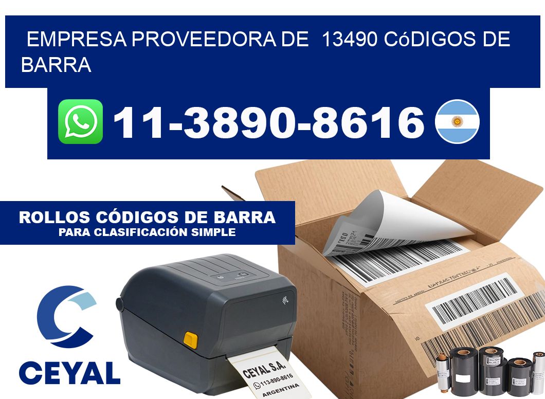 empresa proveedora de  13490 códigos de barra