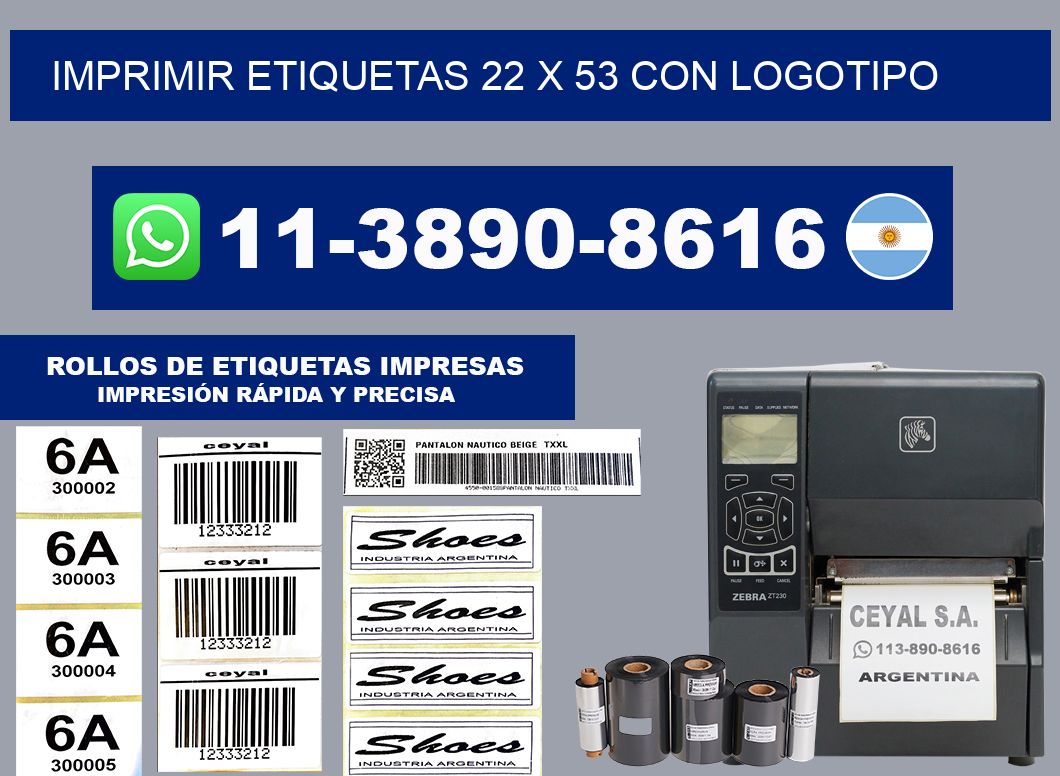 imprimir etiquetas 22 x 53 con logotipo