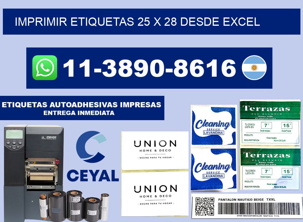 imprimir etiquetas 25 x 28 desde excel