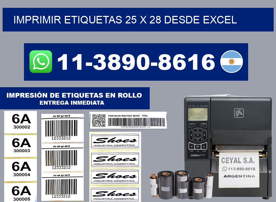 imprimir etiquetas 25 x 28 desde excel