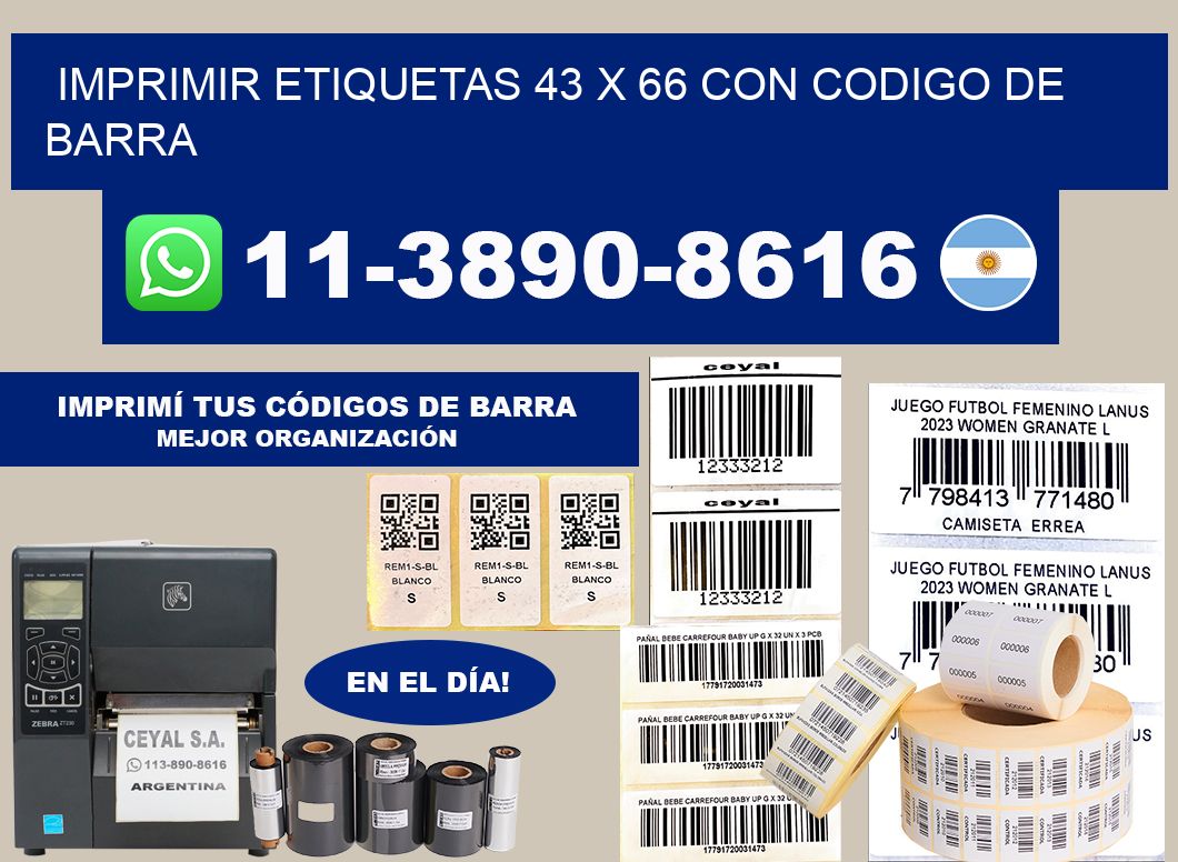 imprimir etiquetas 43 x 66 con codigo de barra