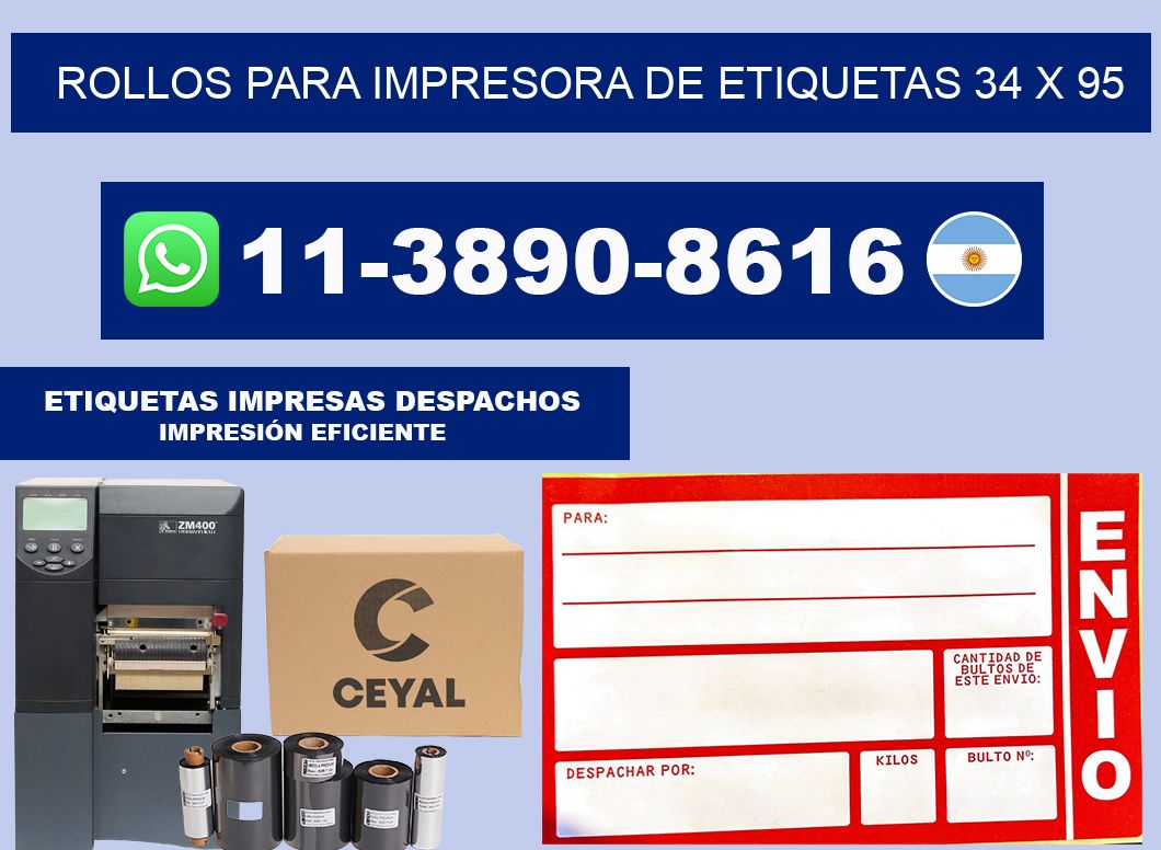 rollos para impresora de etiquetas 34 x 95