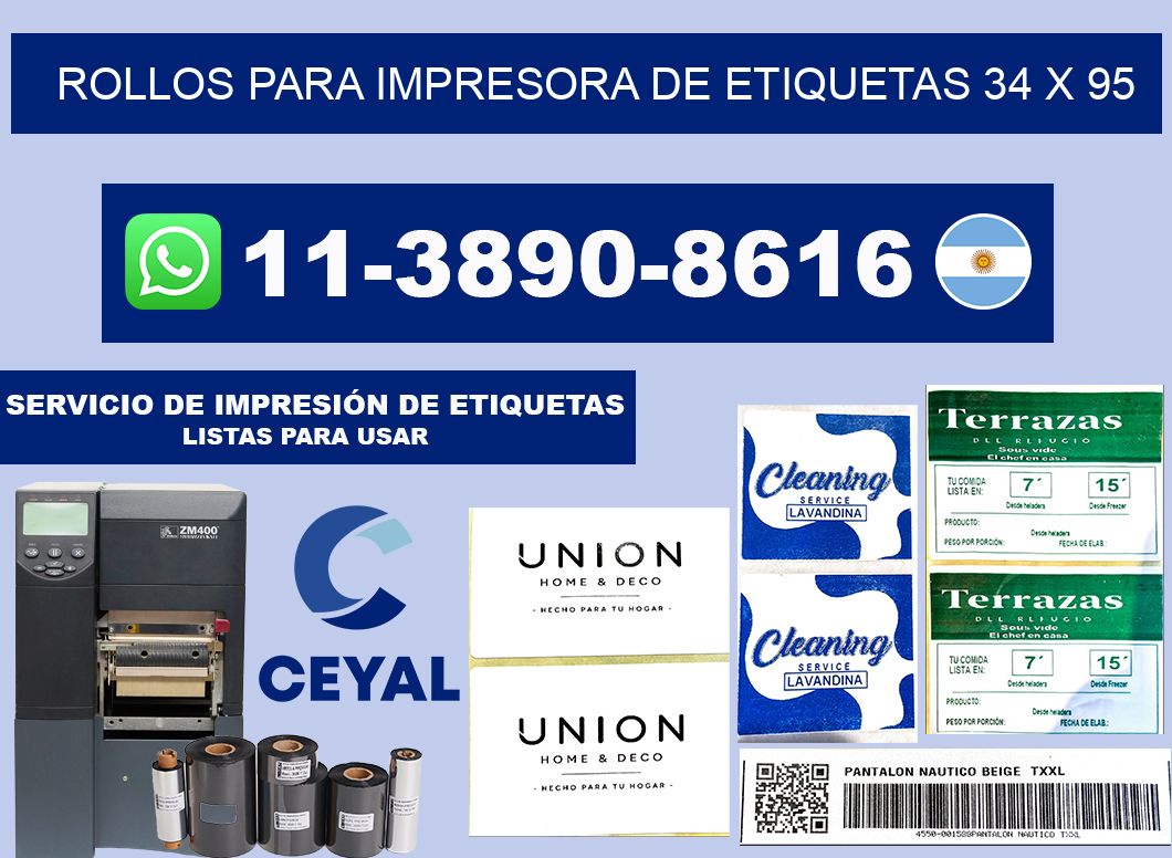 rollos para impresora de etiquetas 34 x 95