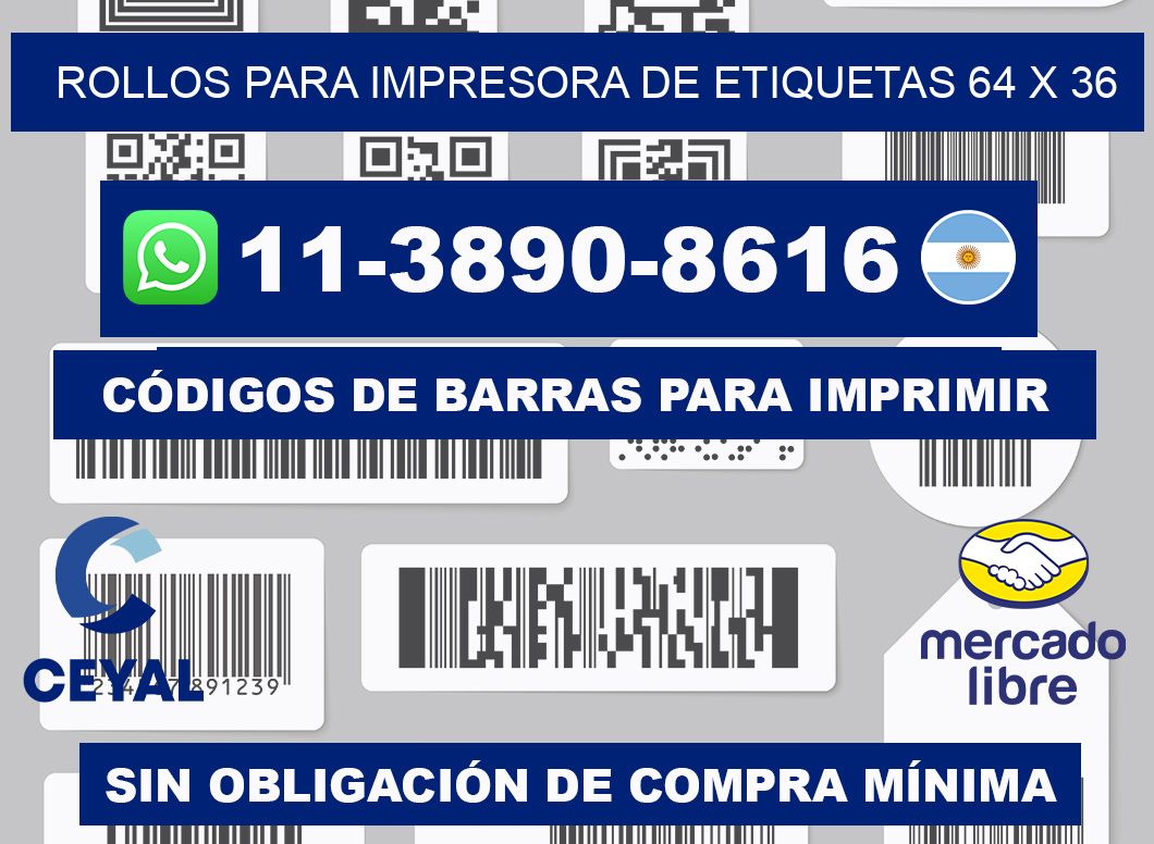 rollos para impresora de etiquetas 64 x 36
