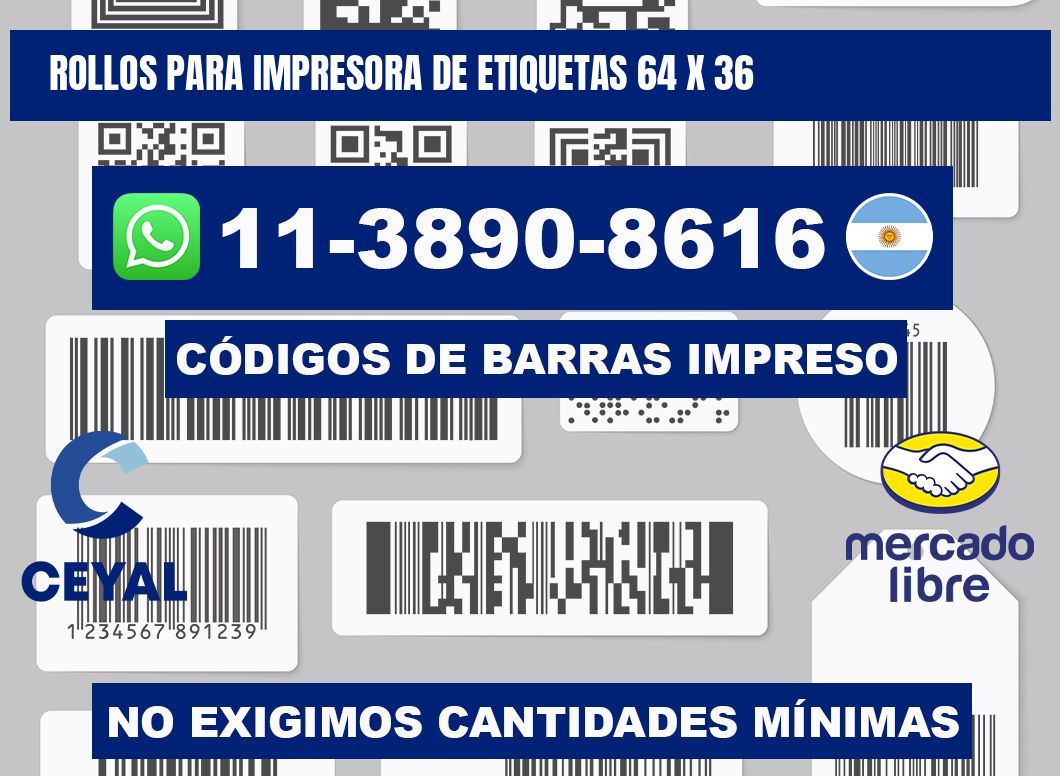 rollos para impresora de etiquetas 64 x 36
