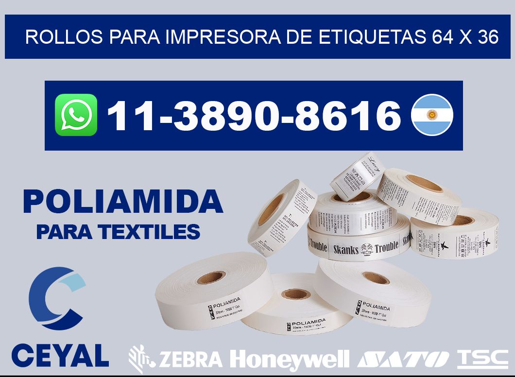 rollos para impresora de etiquetas 64 x 36