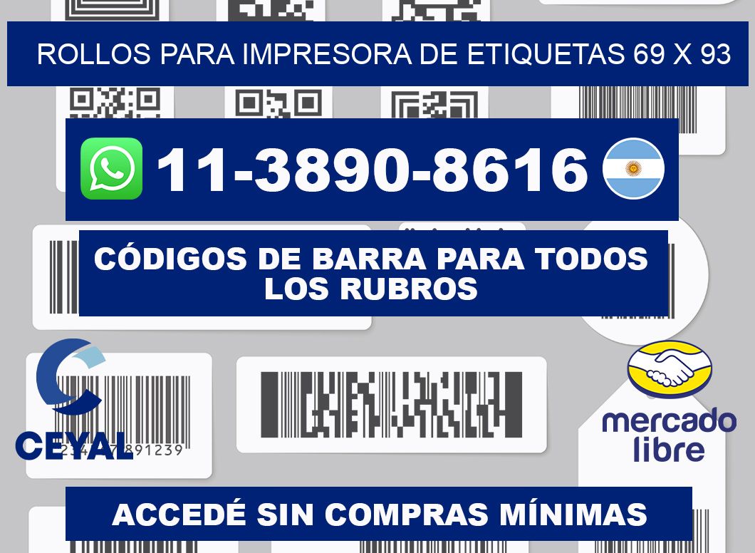 rollos para impresora de etiquetas 69 x 93