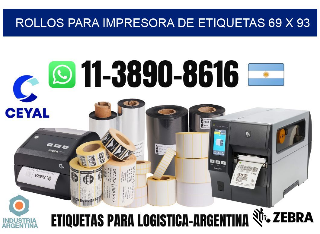 rollos para impresora de etiquetas 69 x 93