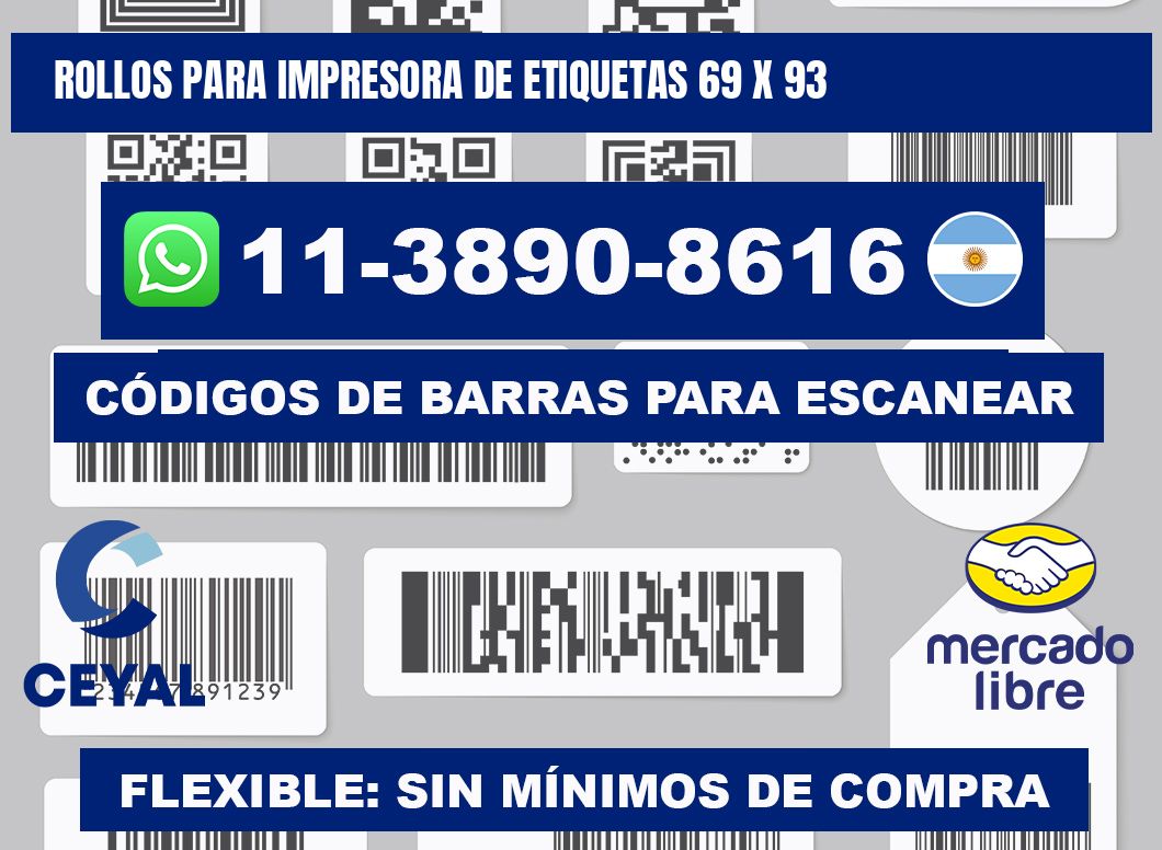 rollos para impresora de etiquetas 69 x 93