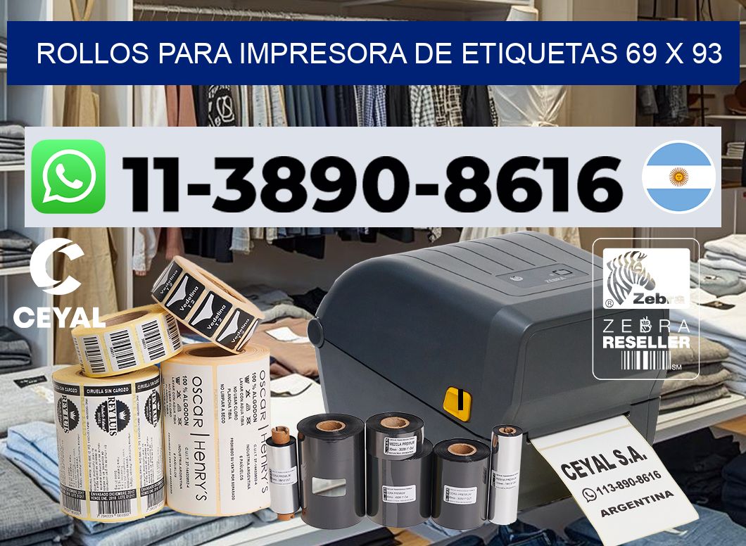 rollos para impresora de etiquetas 69 x 93