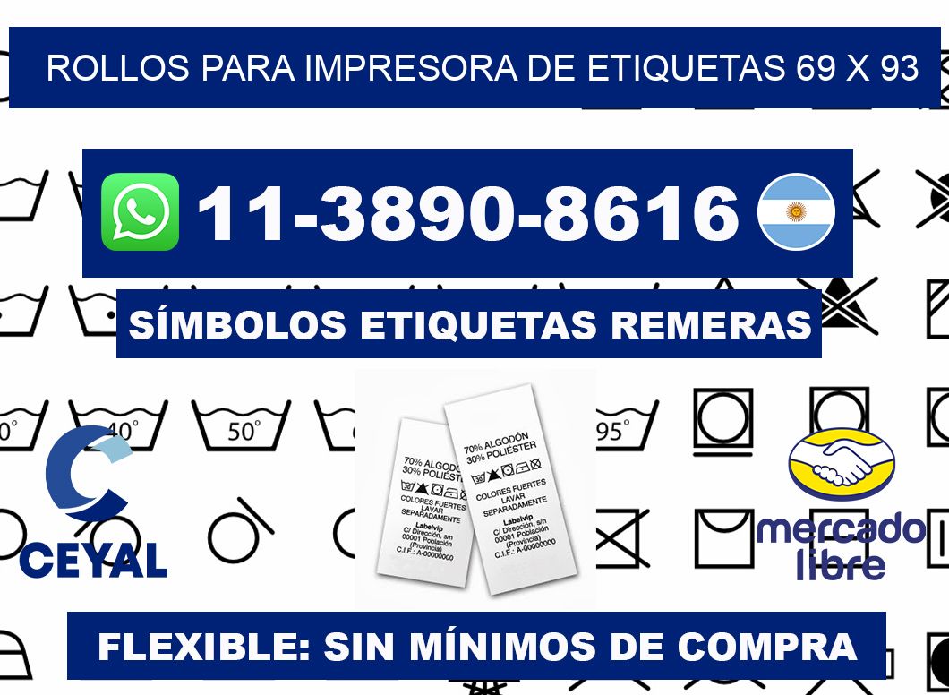 rollos para impresora de etiquetas 69 x 93