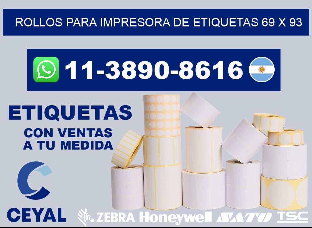 rollos para impresora de etiquetas 69 x 93