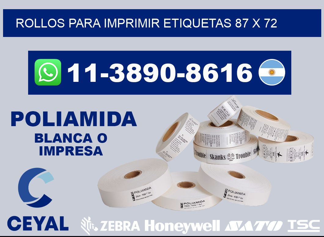 rollos para imprimir etiquetas 87 x 72