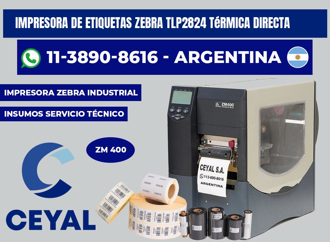 impresora de etiquetas zebra TLP2824 térmica directa
