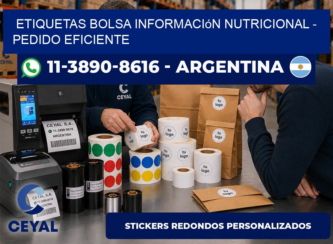 Etiquetas Bolsa información nutricional - Pedido eficiente