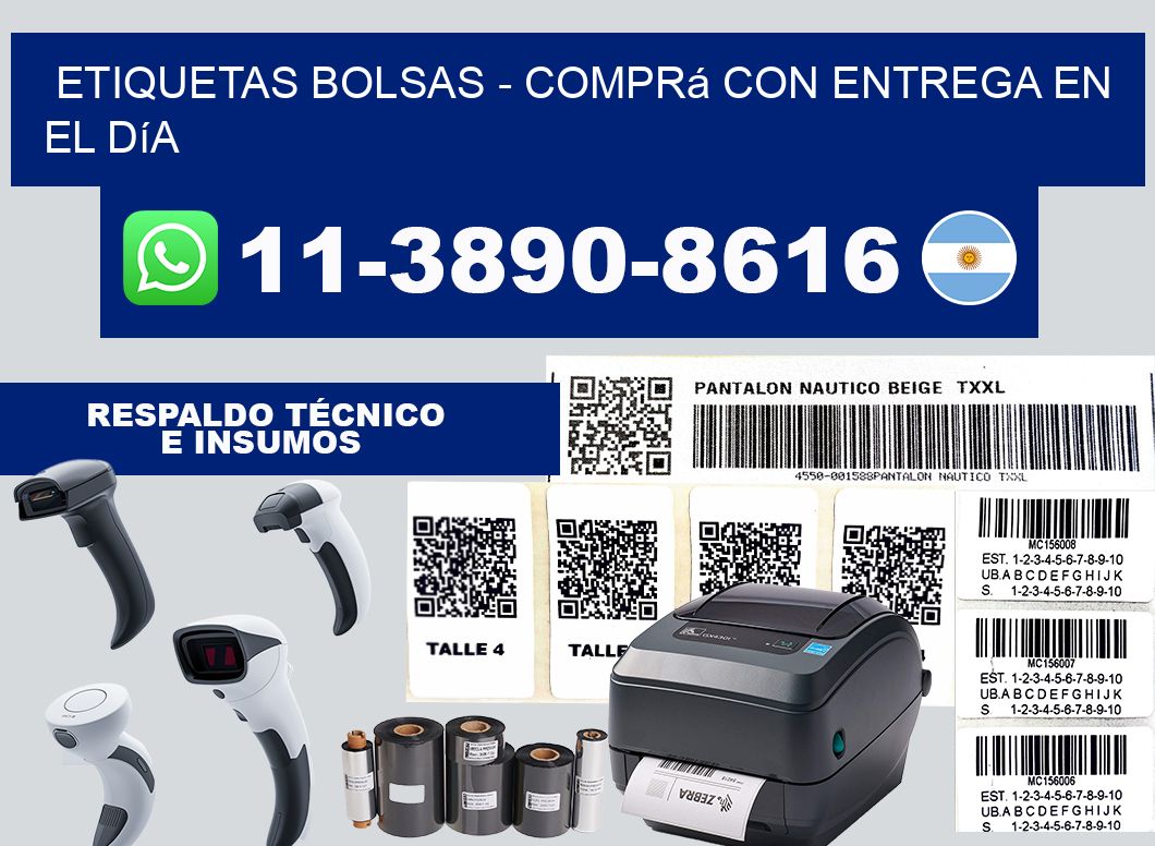 ETIQUETAS BOLSAS - Comprá con entrega en el día