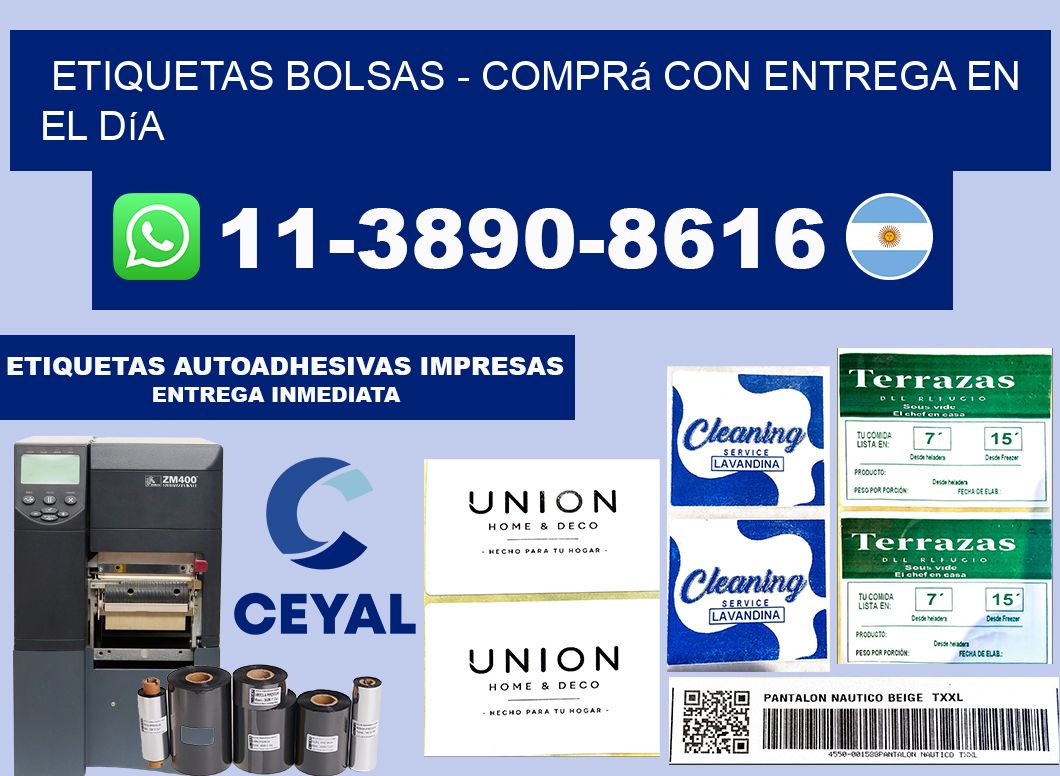 ETIQUETAS BOLSAS - Comprá con entrega en el día