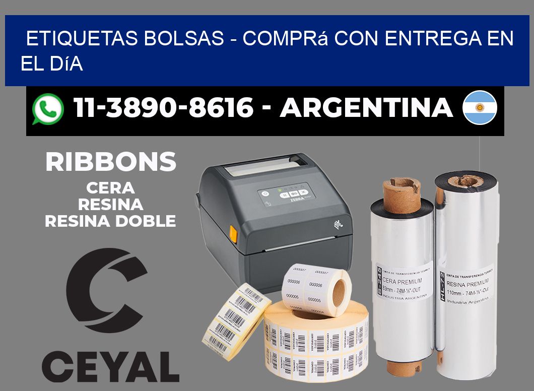 ETIQUETAS BOLSAS - Comprá con entrega en el día