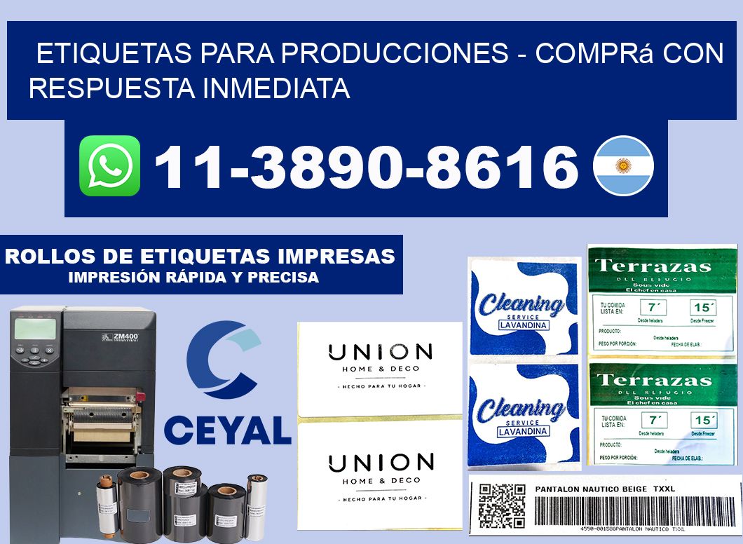 ETIQUETAS PARA PRODUCCIONES - Comprá con respuesta inmediata