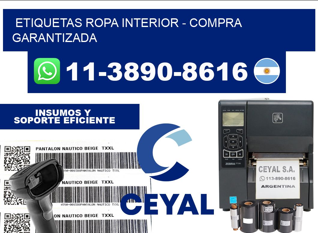 Etiquetas Ropa interior - Compra garantizada