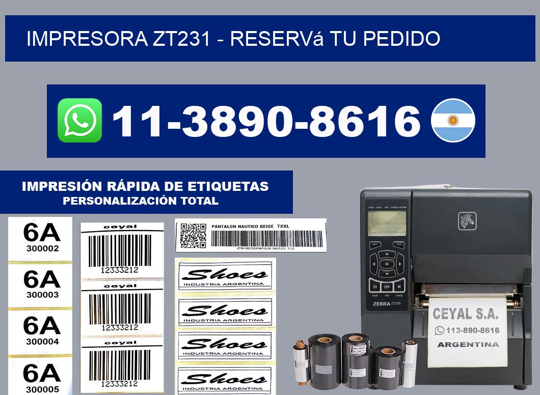 IMPRESORA ZT231 - Reservá tu pedido