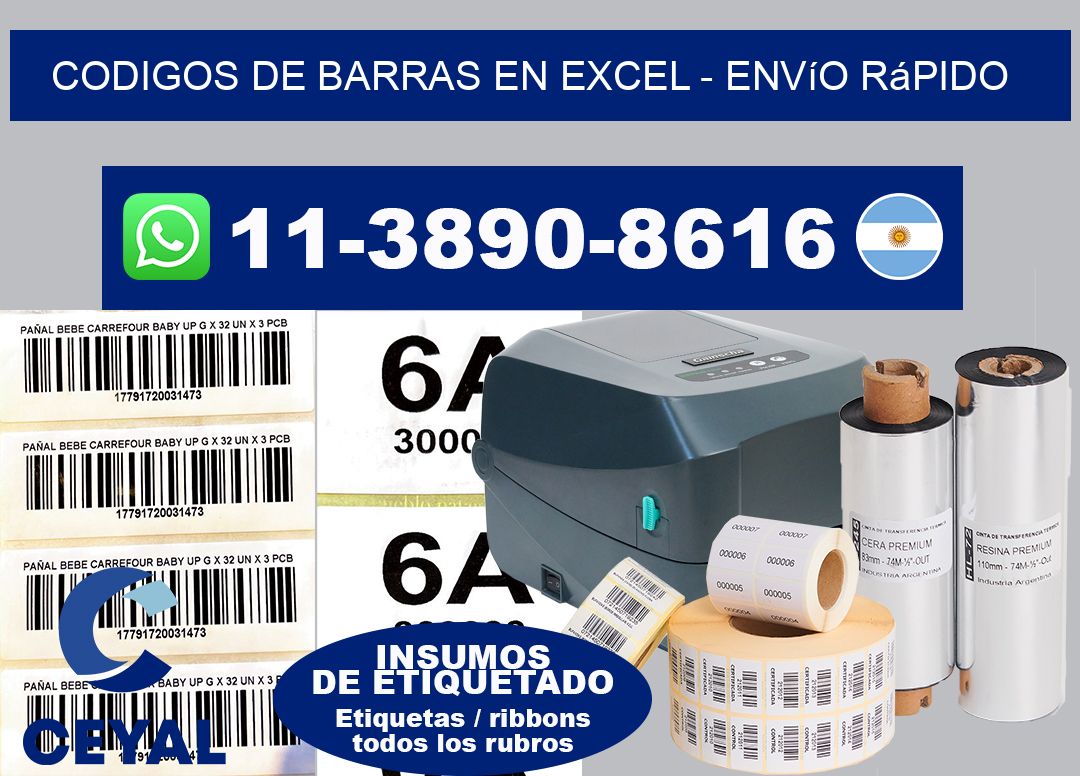 codigos de barras en excel - Envío rápido