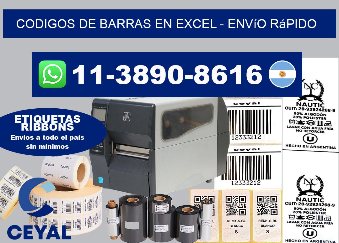 codigos de barras en excel - Envío rápido